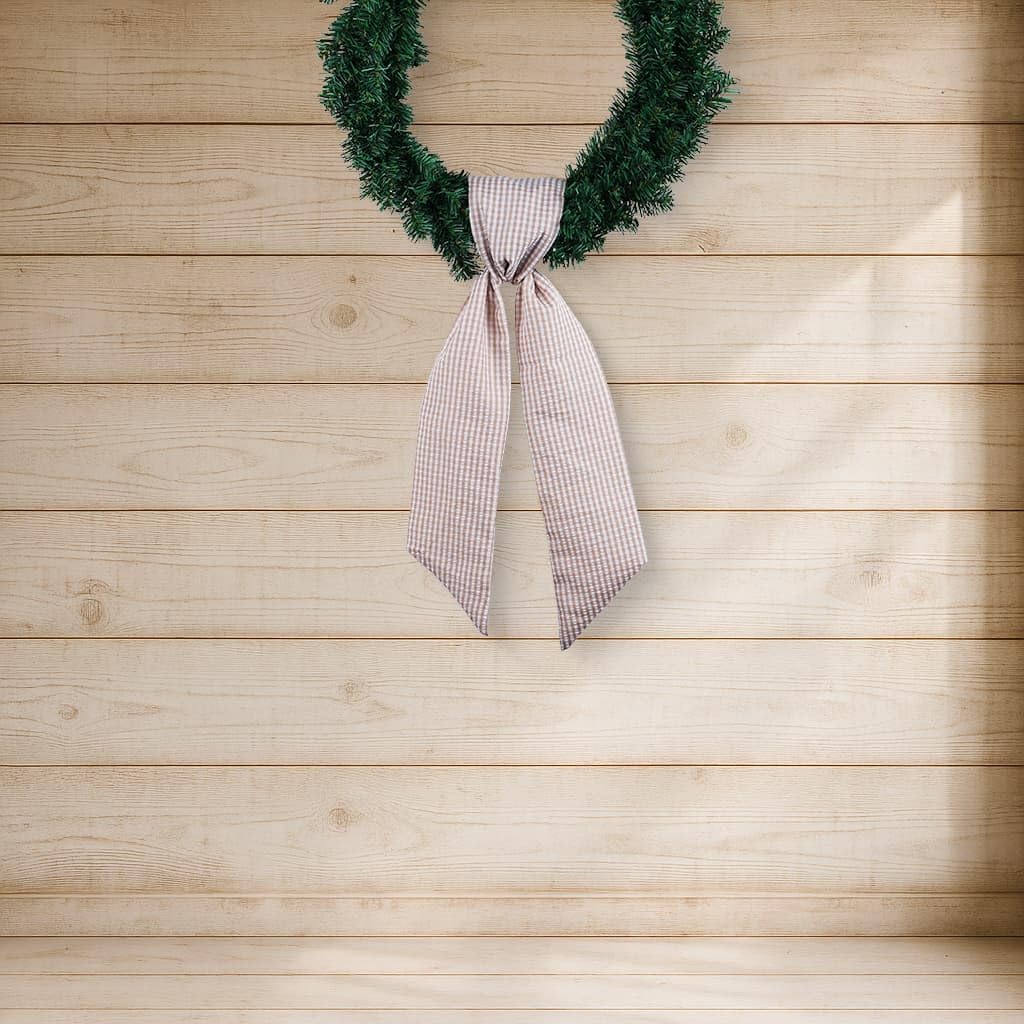 Brown Gingham Wreath Bow Set by [Brand Name] - 2 Pack for Door Decoration | 5.12” Wide x 54.33” Each