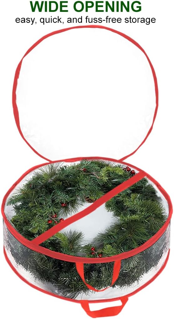 ProPik Christmas Wreath Storage Bag - 30" Waterproof Clear PVC Container | 2 Pack for Holiday Wreaths