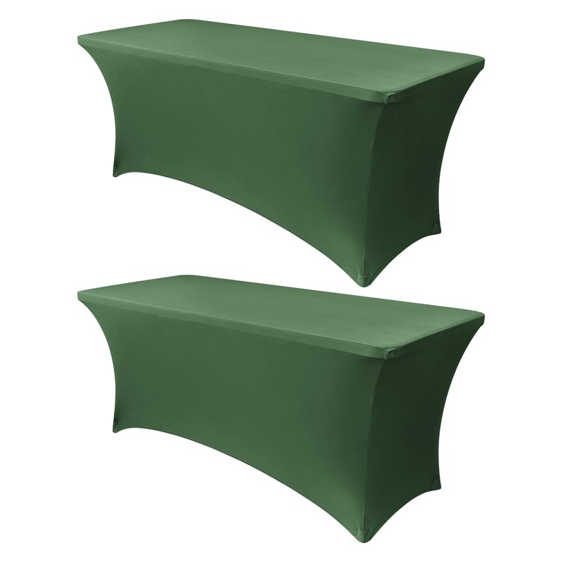 Obstal Spandex Table Cover 4ft Fitted Tablecloth Rectangular - Stretch Rectangle Folding Table Cloth for Birthday Party Wedding Banquet, Blackish Green, 48L x 24W Inch
