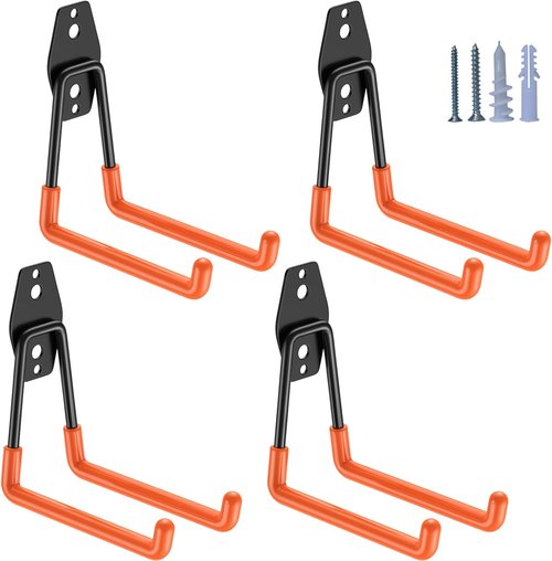 HUPBIPY Heavy Duty Garage Hooks - 5.1 Inch U-Shaped Wall Mount Tool Organizer | 4 Pack for Ladders & More