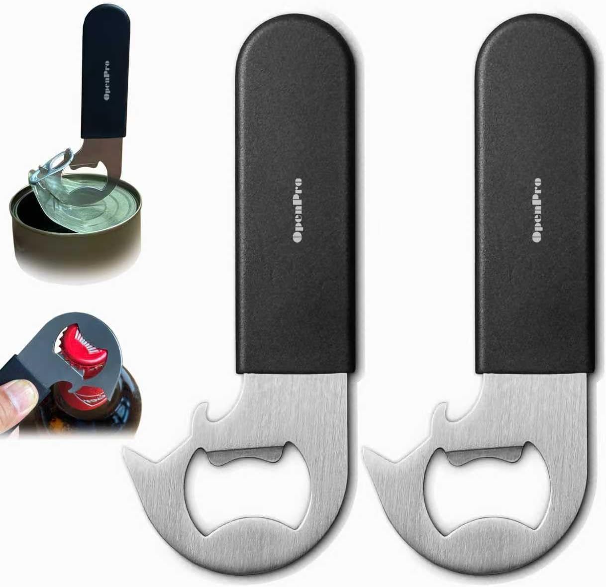 Skiennix Magnetic 2-IN-1 Can Opener & Beer Bottle Opener | Easy Use for Seniors & Arthritis - 2-Pack