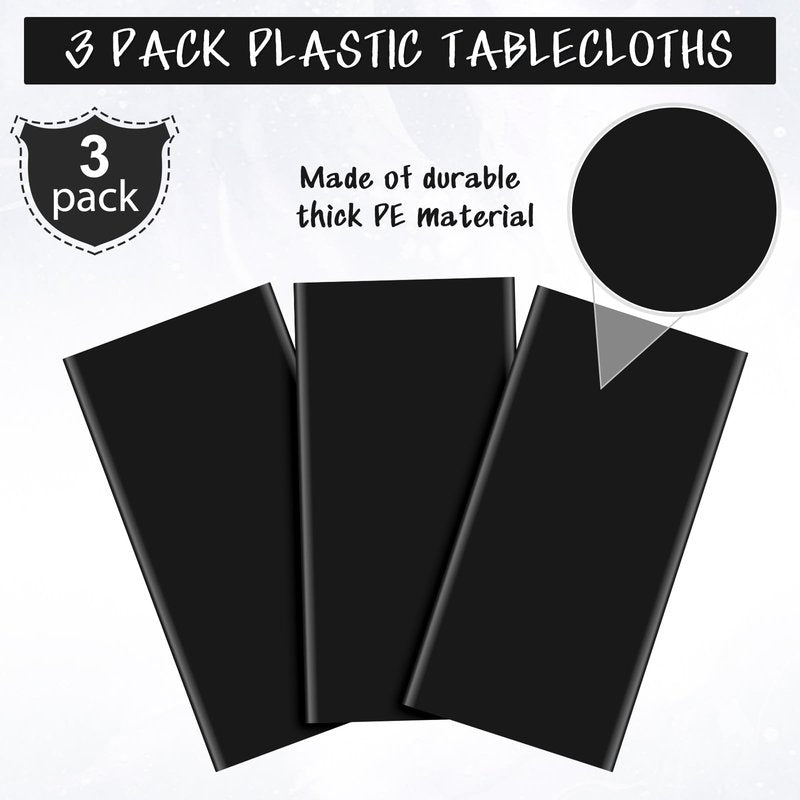 YIDAKO 12Pcs Black Rectangle Tablecloth,Disposable Plastic Table Cloth,Waterproof Black Table Cover for Graduation Birthdays Weddings Anniversary Party Decorations,54 x 108 Inch