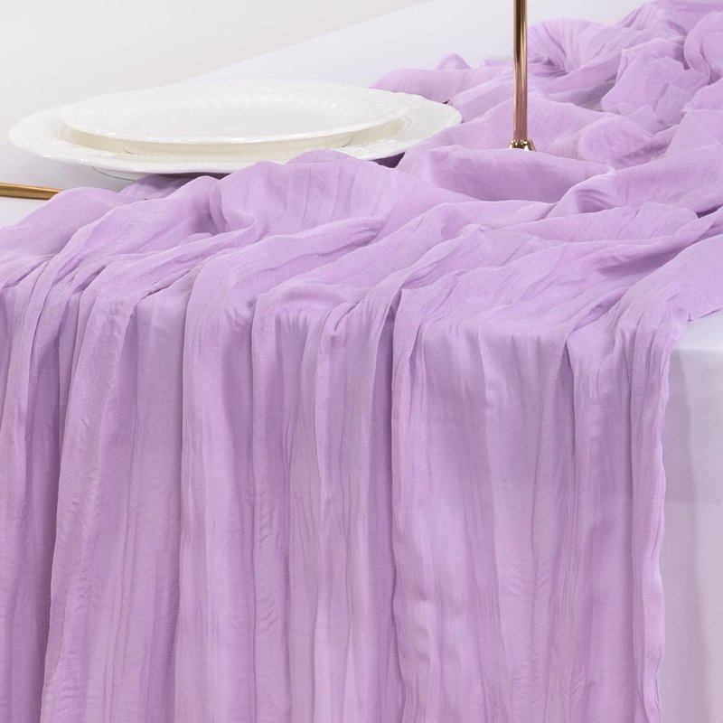 Socomi Lilac Purple Lavender Cheesecloth Table Runner Summer Boho Rustic Gauze 120 inch 10FT Cheese Cloth Sheer Runner for Wedding Party Baby Shower Birthday Home Decor Holiday Decorations