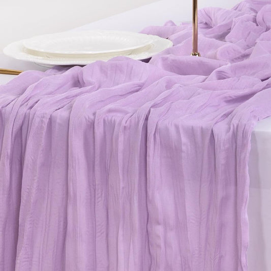 Socomi Lilac Purple Lavender Cheesecloth Table Runner Summer Boho Rustic Gauze 120 inch 10FT Cheese Cloth Sheer Runner for Wedding Party Baby Shower Birthday Home Decor Holiday Decorations