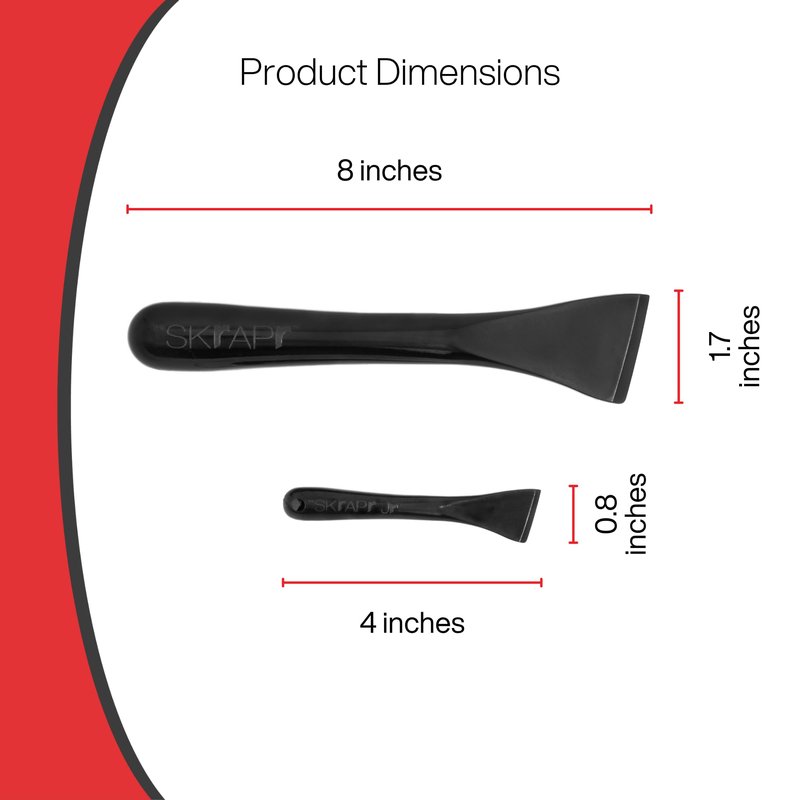 THE SKrAPr Plastic Scraper Tool, 2 Pack, Non-Scratch, 1.7 Inch Wide Blade, Long Ergonomic Handle, Heat Resistant (460F), Dishwasher Safe - Clean Ovens, Countertops, Hard Floors, Walls, and Windows