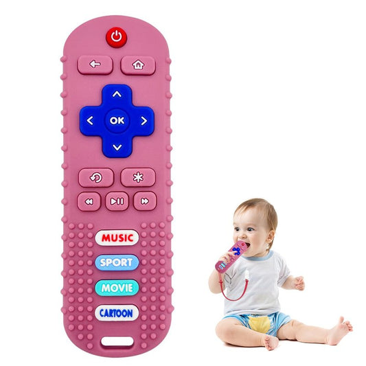 ROBBEAR Baby Teething Toys, Food Grade Silicone Remote Control Teether Toy for Babies 3 6 12 18 Months, TV Remote Shaped Chew Toys for Boys and Girls, Freezer BPA Free