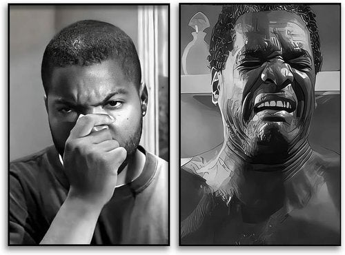 Funny Friday Bathroom Wall Art | Amusing Black and White Canvas Prints - Set of 2, 12x18 Inch Unframed