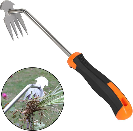 SIXCAR Weed Remover Tool - Portable Garden Weeder for Effortless Uprooting & Planting | Rubber Handle