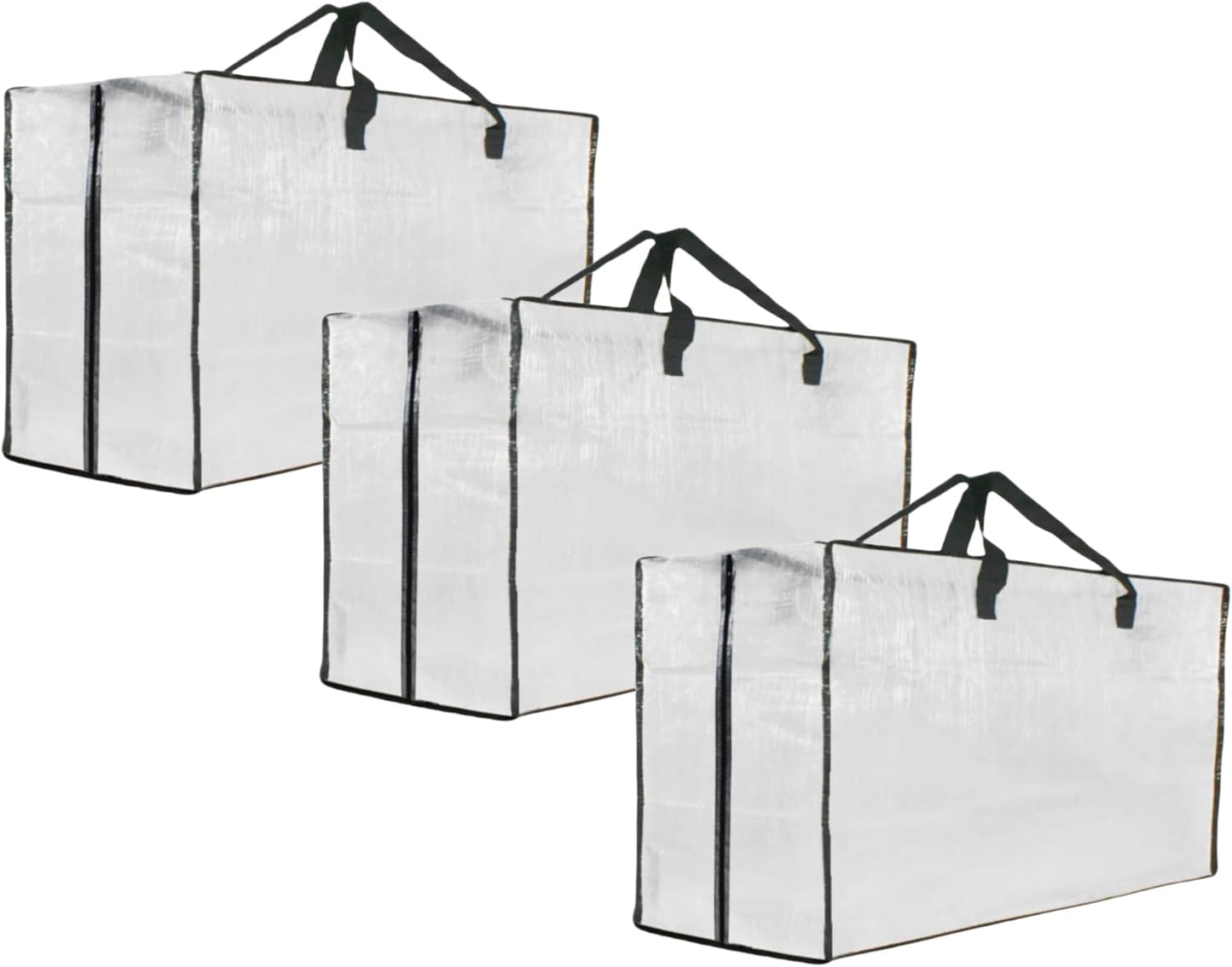 Skiennix Heavy Duty Moving Bags - Extra Large Clear Storage with Zipper & Handles | 3 Pack for Easy Packing