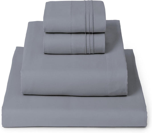Mellanni King Sheets Set - 4 PC Hotel Luxury Bedding | Extra Soft, Cooling, Wrinkle-Resistant (Mineral Gray)