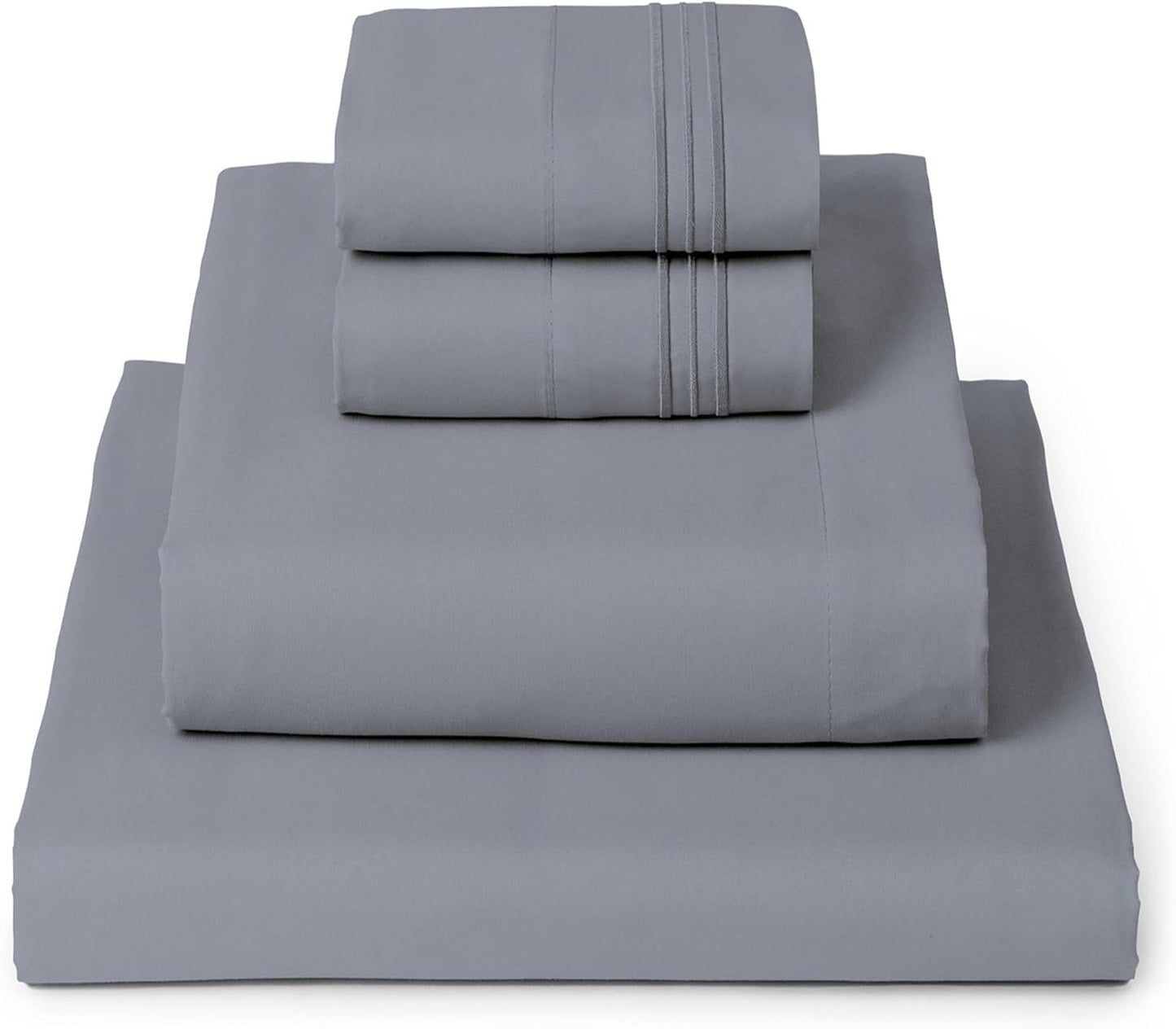 Mellanni Queen Sheets Set - Luxury 4 PC Bedding Collection | Extra Soft, Cooling, Wrinkle-Resistant (Mineral Gray)