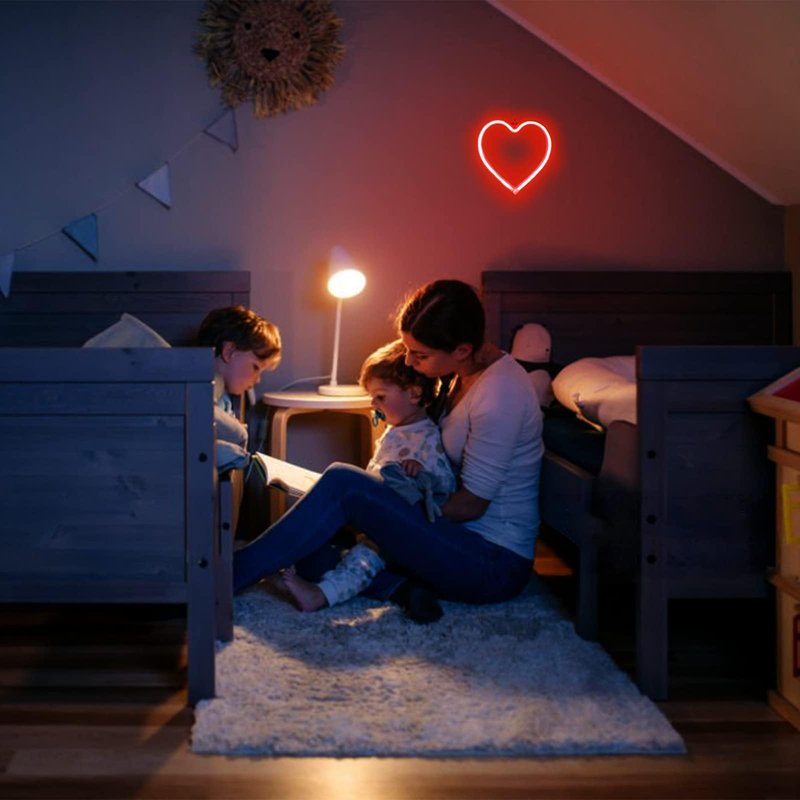 Red Heart Neon Sign, Battery Operated or USB Powered Neon Heart Lights for Valentines Day Decoration, Valentines Gifts for Wife Wedding Proposal Anniversary Mother's Day Girls’ Room Table Wall Decor