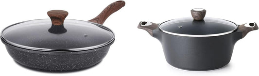 SENSARTE Nonstick Frying Pan & Stock Pot Set - 8-Inch Skillet with Lid & 4.5QT Induction-Compatible Pot