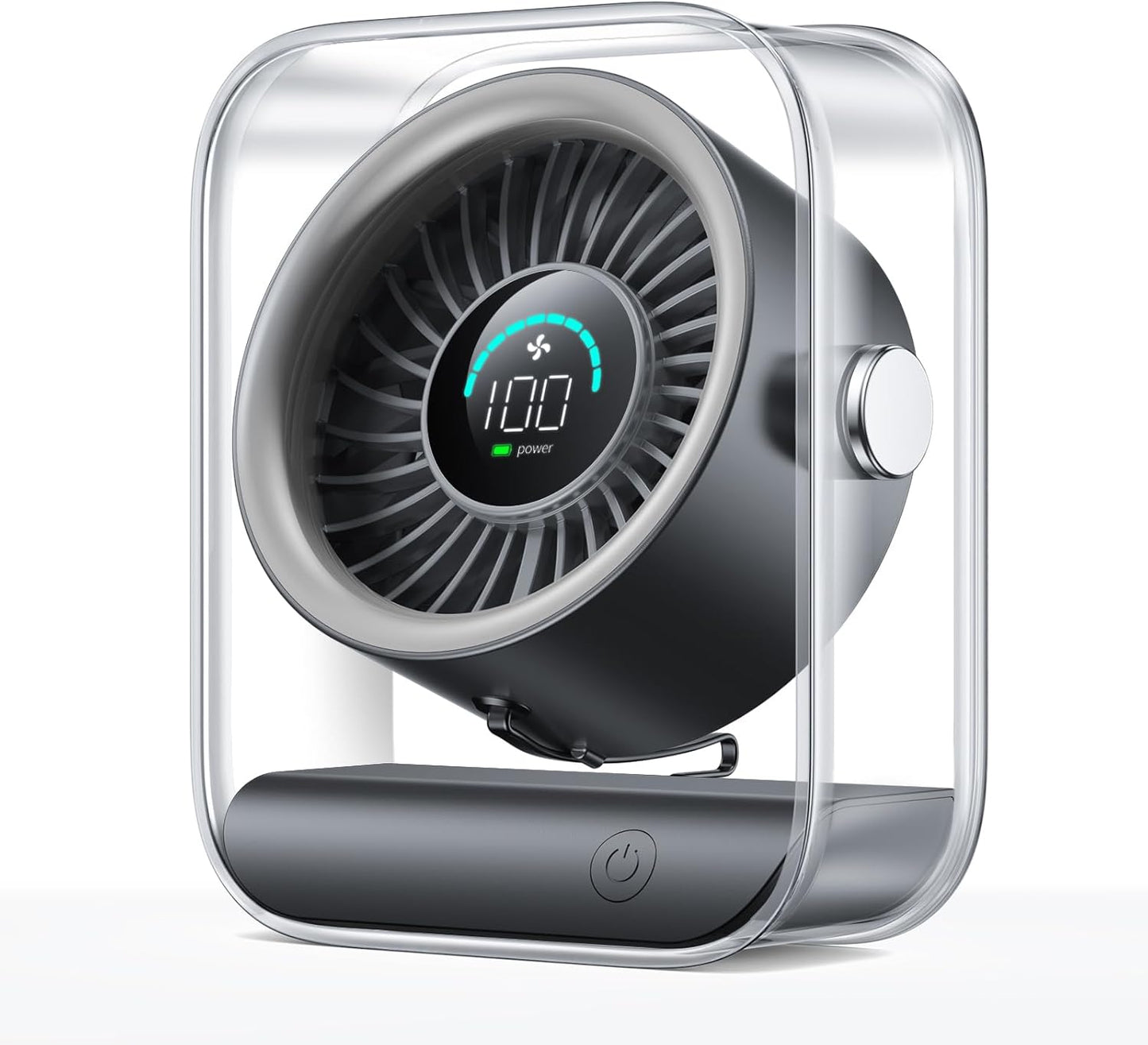 KIMMOO Rechargeable USB Desk Fan - Quiet Turbo Airflow Table Fan with 100 Speeds & 90° Rotation | Black