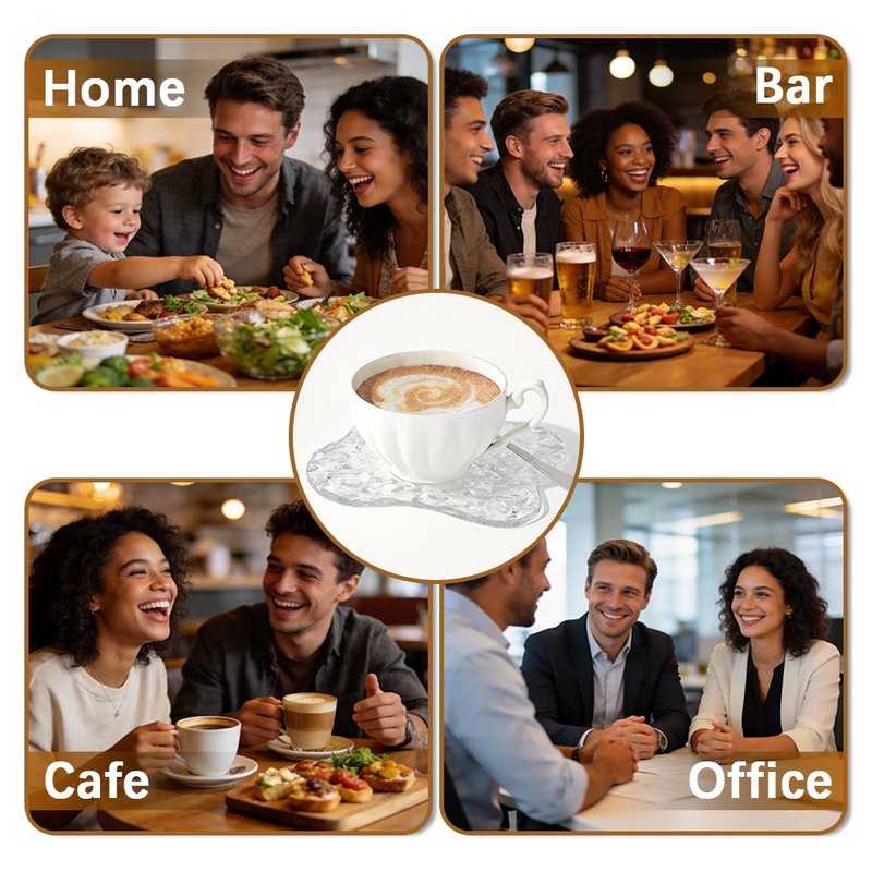 Sweet Elegance Acrylic Coasters, Coasters Set of 4, Clear Drink Coaster with Waterproof Material, Drink Pad for Table Protection, Desk Accessories for Home, Office, Cafe Decor