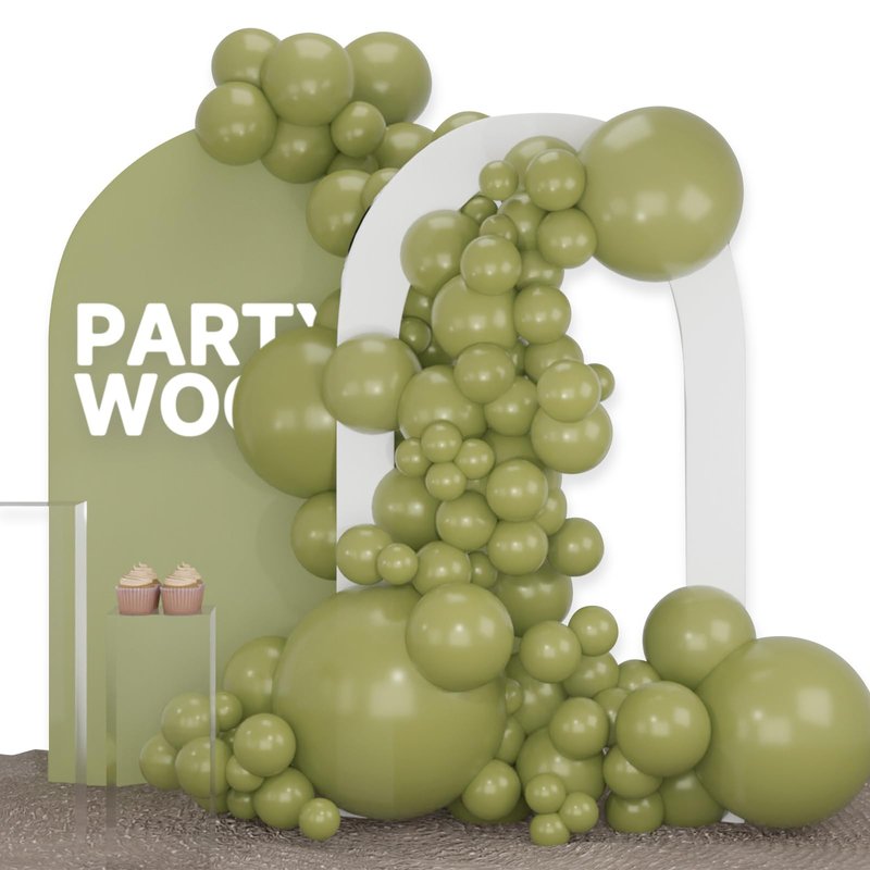 PartyWoo Sage Green Balloons 100pcs Different Sizes of 36 18 12 10 5 Inch Olive Boho Green Latex Balloon Arch Kit for Wedding Birthday Dinosaur Jungle Golf Football Theme Party Decorations Green-F11