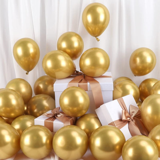 RUBFAC Gold Balloons, 120pcs 5 Inch Chrome Metallic Latex Balloon for 2026 Gradution Decor Birthday Anniversary Festival Wedding Engagement Decoration