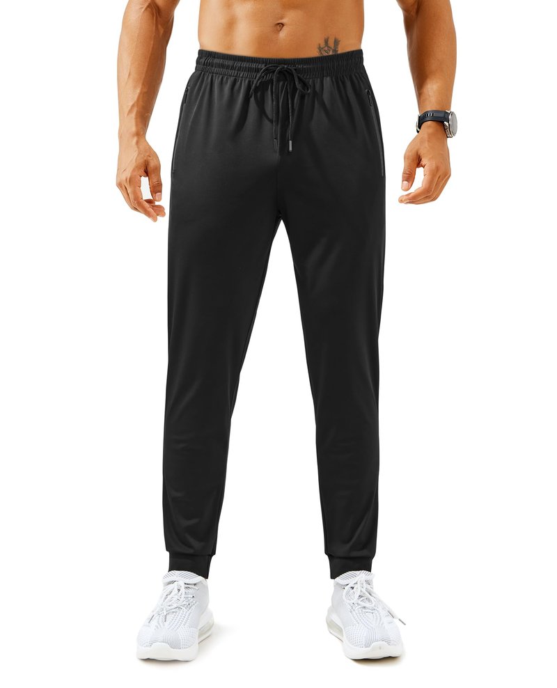 FOGFIRE Mens Sweatpants with Zipper Pockets Lightweight Athletic Joggers for Workout Running Gym Track Casual Wear Black X-Large