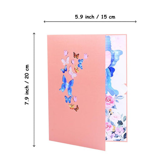 ROBBEAR Pop Up Card, Butterfly and Flower 3D Greeting Card with Envelope for Any Occasion, Birthday, Mother's Day, Anniversary, Valentines Day, Handmade Gifts, Foldable Celebration Cards for Friends