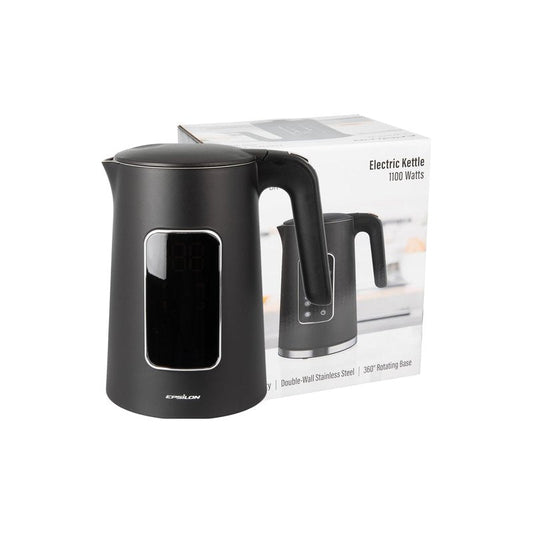 Epsilon LCD Electric Kettle 1100W - 1.7L Hot Water Tea Kettle with Digital Display, Temperature Control, Fast Boil, BPA-Free Electric Teapot with Auto Shut-Off & Boil Dry Protection