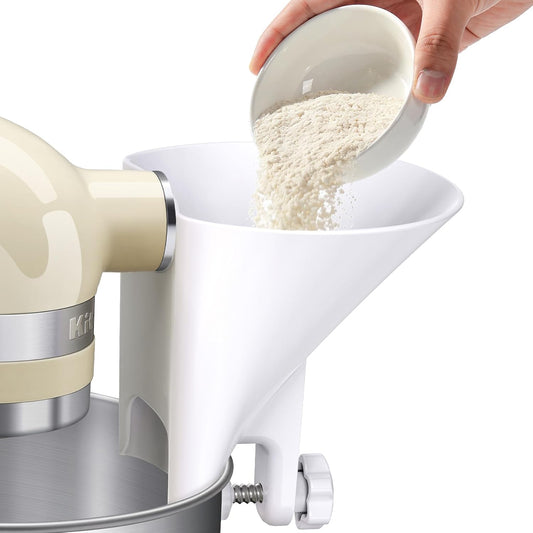 WANLISS Flour Funnel for KitchenAid Mixer - Durable Wide Mouth Pouring Chute | 3.2Qt-7Qt, Dishwasher Safe Baking Accessory