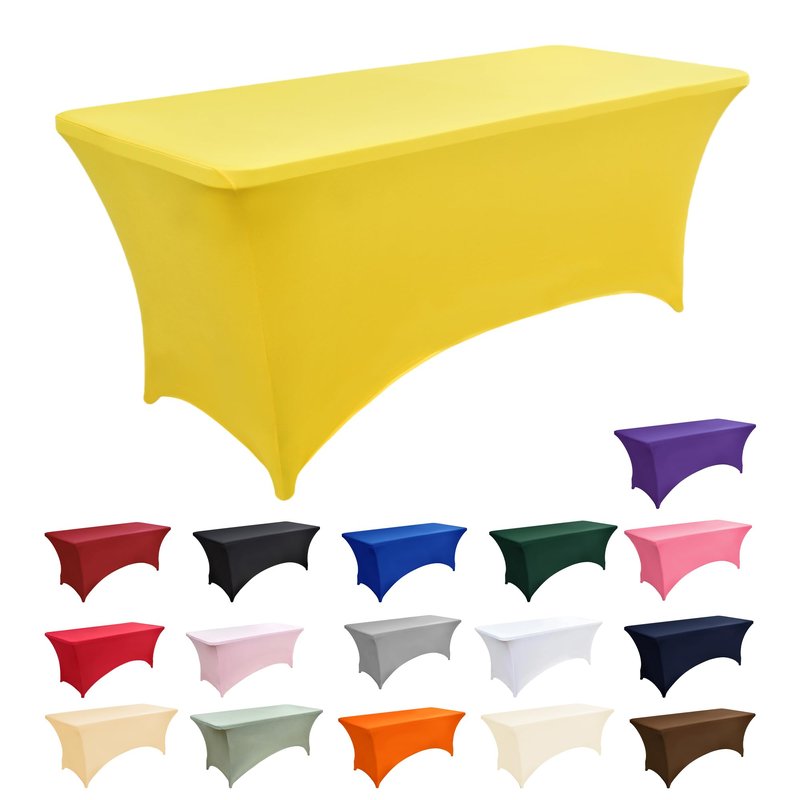 ZarzaaSik 2-Pack 4ft Spandex Table Covers for Rectangular Folding Tables - Wrinkle Resistant Stretch Tight Table Cloths - Ultimate Fitted Table Protector for Parties, Banquet, and Wedding
