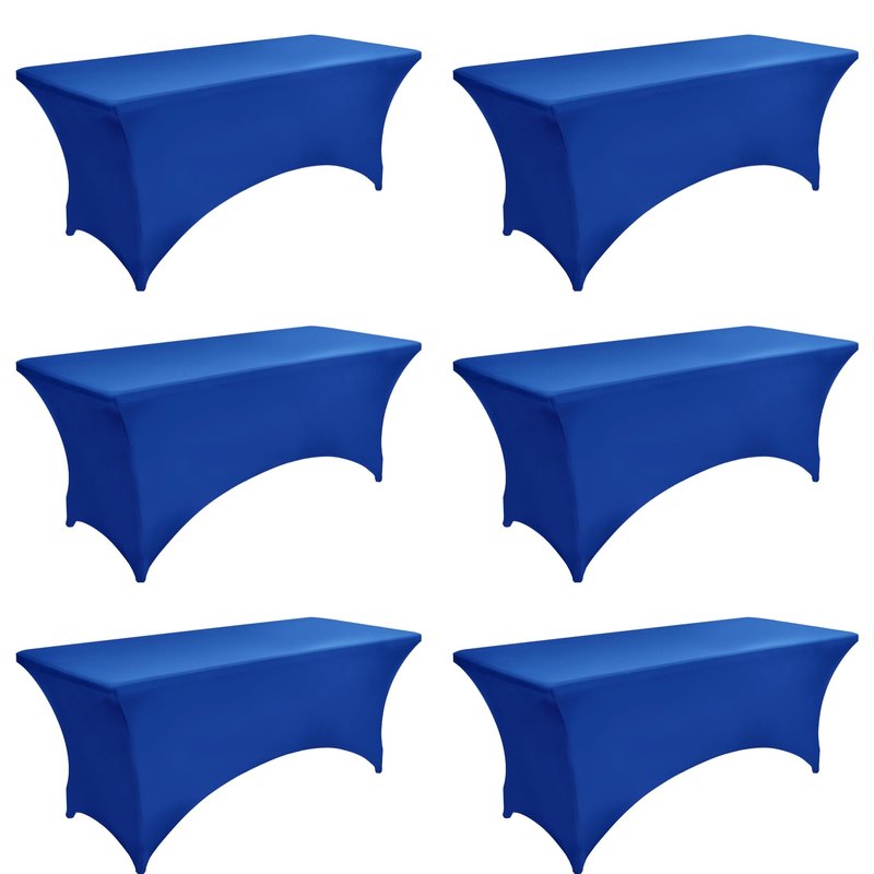 ZarzaaSik 6-Pack 6ft Spandex Table Covers for Rectangle Standard Folding Tables - Wrinkle Resistant Stretch Tablecloths - Ultimate Fitted Table Protector for Parties, Trade Shows, Wedding