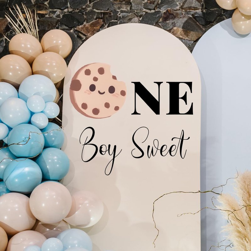 One Sweet Boy Decal Sign - Cookie 1st Birthday Decorations, Cookie and Milk First Birthday Party Supplies for Balloon Arch, Backdrop...… (Sweet Boy Decal)