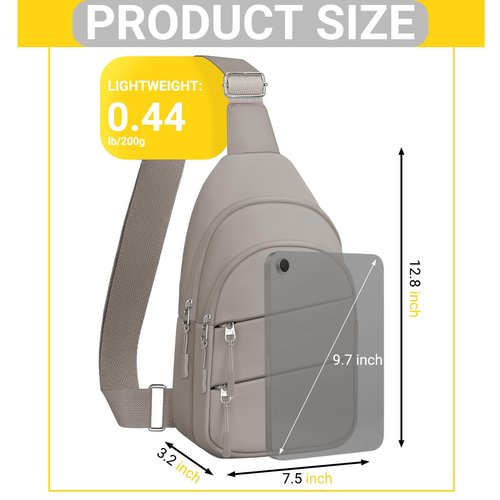 Crossbody Bags for Women, Sling Bag for Men, Small Hiking Backpack Anti Theft Lightweight for Outdoors Travel (M, Khaki)