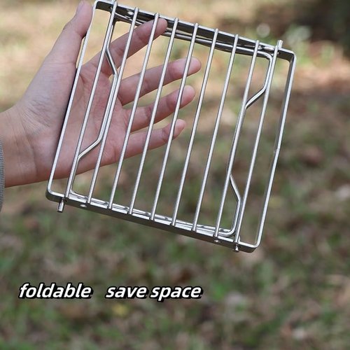 Camp Grill with Foldable Legs, 304 Stainless Steel Portable Folding Camping Campfire Grill over Fire Stove bracket outdoor