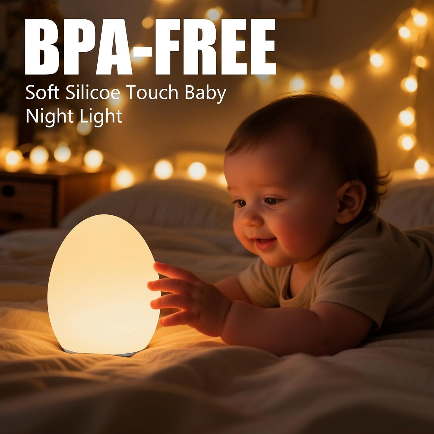 Skiennix Baby Night Light - Portable Silicone Egg Lamp with 11 Color Options | BPA-Free & Eye-Caring Design