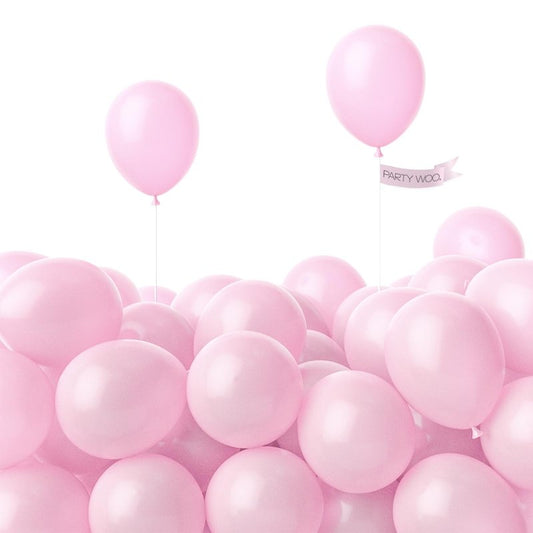 PartyWoo Pearl Pink Balloons 100pcs 5 Inch Light Pastel Baby Pale Pink Latex Balloons for Girl Baby Shower Gender Reveal Bachelorette Wedding Princess Birthday Butterfly Party Decorations Pink-Z29
