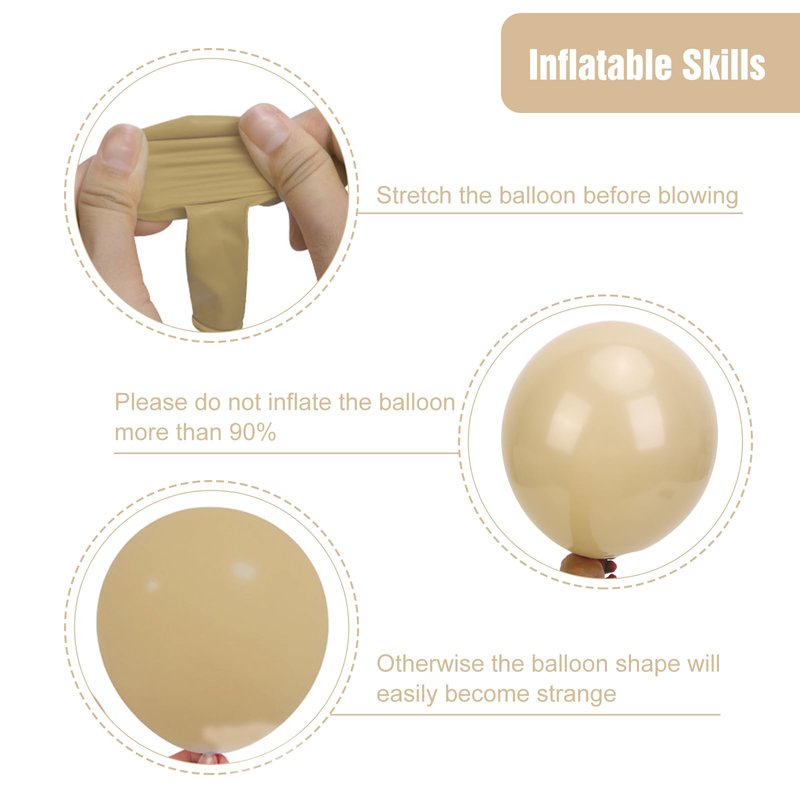 RUBFAC Vanilla Brown Beige Balloons 129pcs Different Sizes Pack of 18 12 10 5 Inch, Light Brown Cream Ivory Balloon Neutral Boho Garland Arch Kit for Wedding Baby Shower Birthday Party Decorations