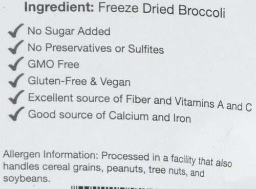 Freeze-Dried Broccoli Florets - 1 oz All-Natural Healthy Snack for Hiking & Cooking