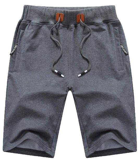 QPNGRP Mens Shorts Casual Drawstring Zipper Pockets Elastic Waist Darkgray 34