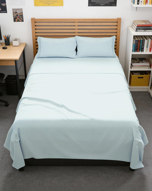 Skiennix Full XL Bed Sheet Set - Soft, Breathable & Cooling 4-Piece Luxury Bedding - Ice Blue, Deep Pockets