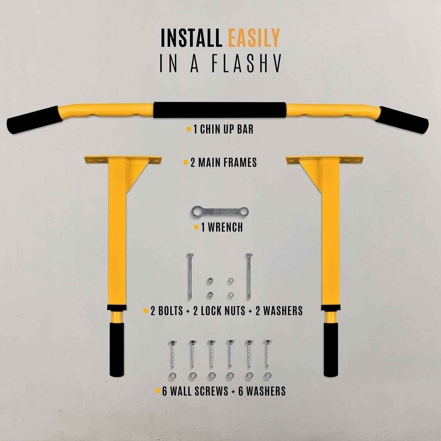 Wall Mounted Pull Up Bar - Multifunctional Home Gym Strength Training Equipment
