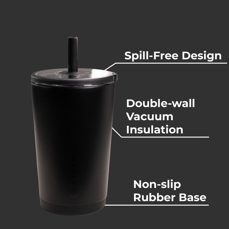 HydroJug Everyday Tumbler 14 oz – Ceramic-Lined Insulated Tumbler with Straw and Soft-Touch Lid, Cup Holder Friendly, Double-Wall Vacuum Insulation, Reusable Travel Cup – Courtyard