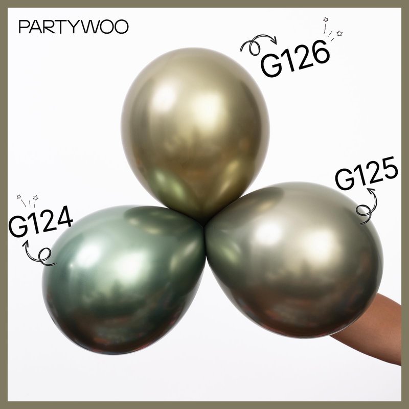 PartyWoo Metallic Green Balloons 50pcs 12 Inch Metallic Sage Olive Green Boho Neutral Balloons for Graduation Wedding Engagement Baby Shower Woodland Jungle Birthday Party Decorations Green-G126