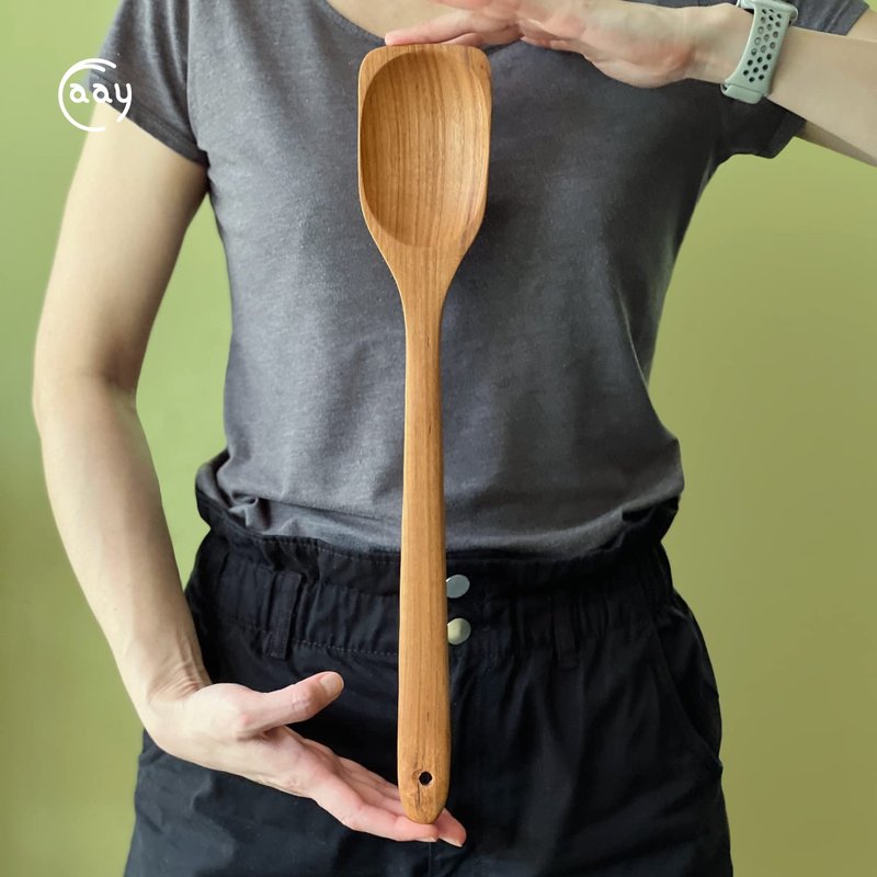 FAAY 18 Inches Large Wooden Spoon, Long Handle Heavy Duty Spoon with Scoop for Big Pot Stirring, Mixing & Cooking. Handcrafted from Teak for Crab Crawfish Seafood Boil, Gumbo Pot.