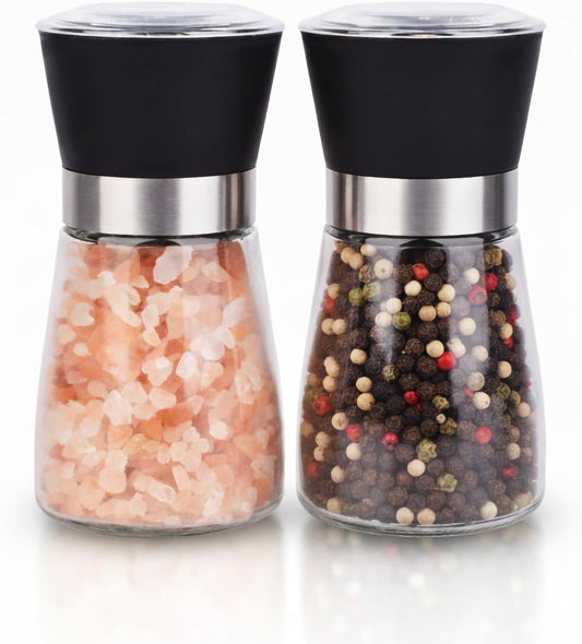 Skiennix Salt and Pepper Grinder Set - Refillable Spice Mills (2.5" x 5.1") for Fresh Seasoning