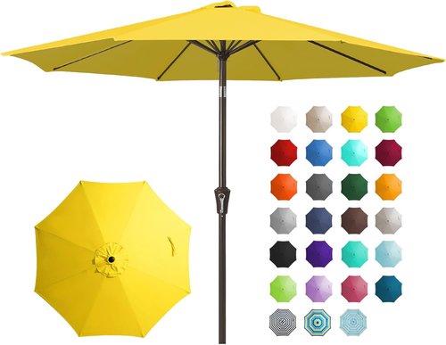 JEAREY 9FT Outdoor Patio Umbrella - UV Protection & Waterproof with Push Button Tilt | Yellow Market Umbrella