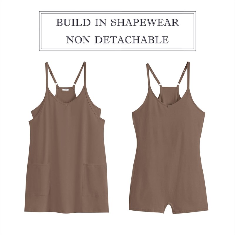 ANRABESS Women Athletic Dress Summer Tennis Workout Active Sports Mini Romper Dress Built in Shorts Travel Vacation Clothes Coffee X-Large
