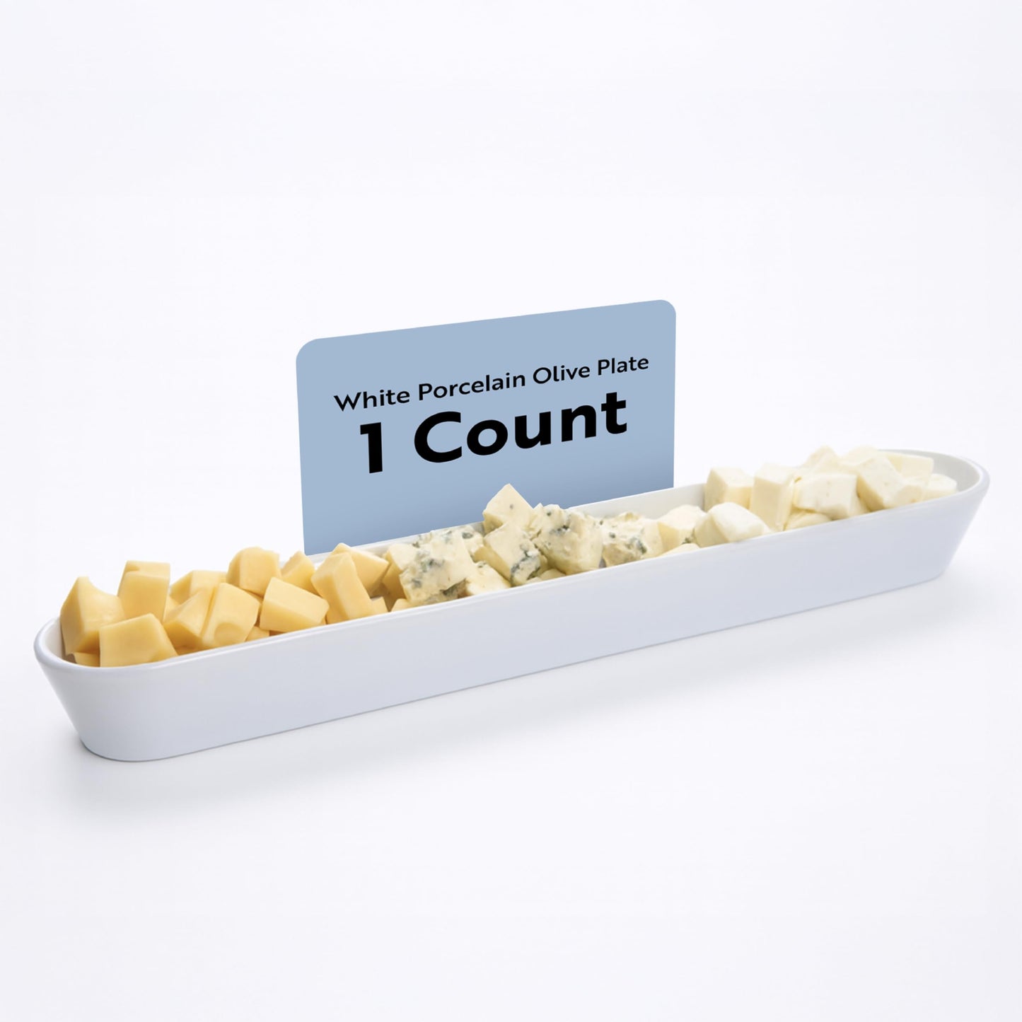 Restaurantware Siluro 16.3 Inch Olive Tray 1 Narrow Olive Plate - Microwave-Safe Oven-Safe White Porcelain Narrow Serving Tray Chip-Resistant For Olives Or Cheeses