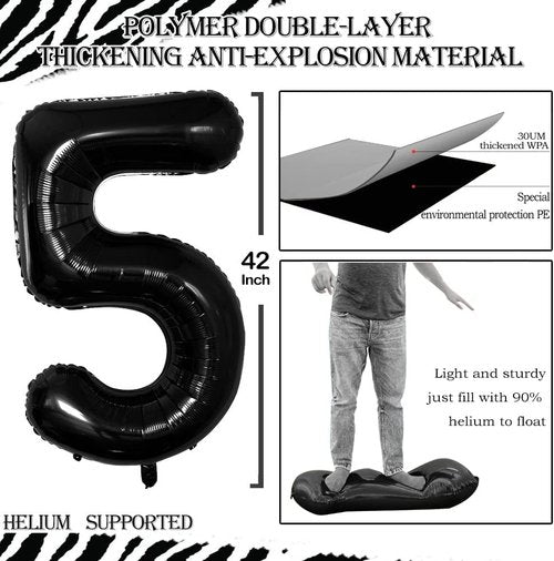 GOER Jumbo 42 Inch Black Foil Balloons - 50th Birthday Party Decorations & Anniversary Celebrations