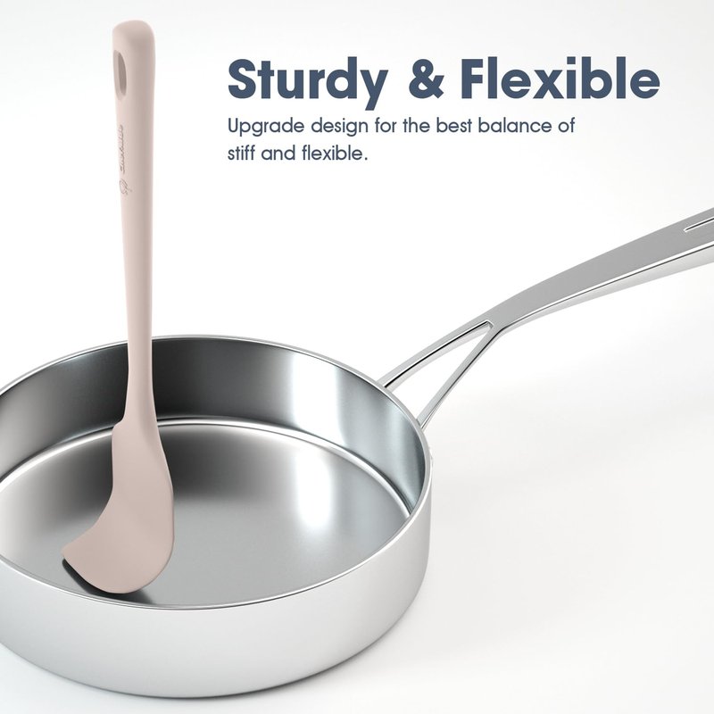 ChefAide 5 Pieces Silicone Spatula Set, Food Grade Rubber Spatula, Upgrade Strong Handle with Ergonomic Grip, Heat Resistant Up to 600°F for Nonstick Cookware, Cooking