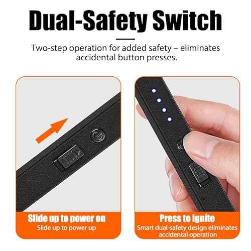 Candle Lighter Electric Arc Lighters for Candle, Long Neck Flameless & Windproof Rechargeable USB, Camping BBQ (Black)
