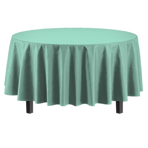 Exquisite 12-Pack Premium Plastic Tablecloth Pack of 12 Premium Plastic Tablecloth 84 Inch Round Table Cover - Light Mint