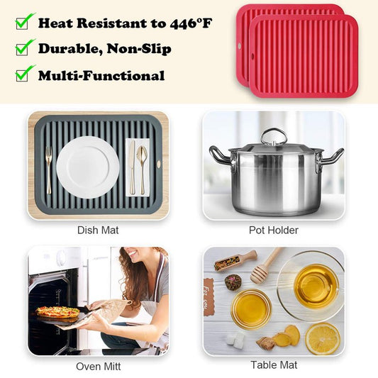 Walfos Silicone Trivets for Hot Pots and Pans - Heat Resistant Hot Pads for Kitchen Counter- Multi-Purpose & Versatile Trivet Mat - Long-Lasting & Flexible Silicone Hot Pad