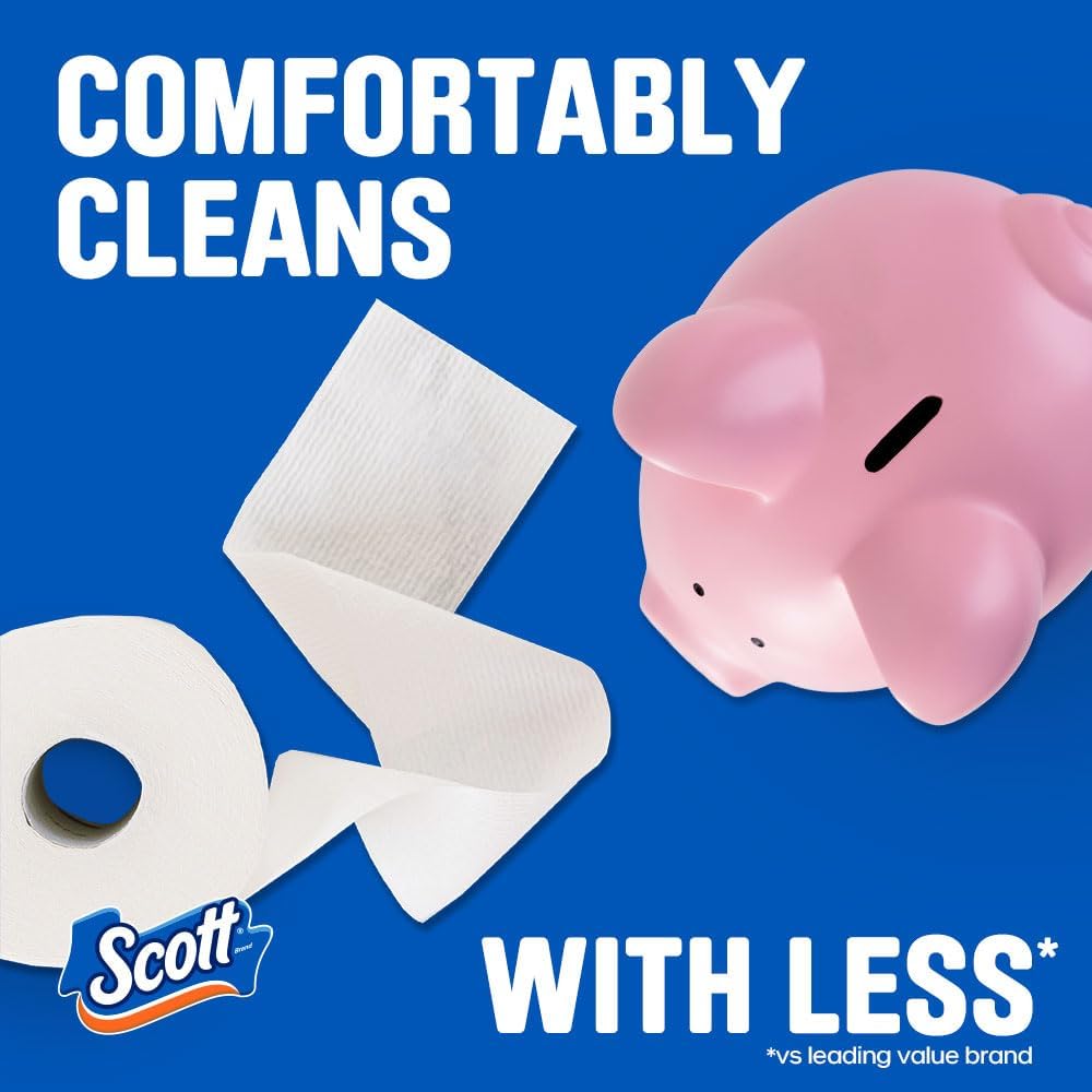 Scott ComfortPlus Toilet Paper - 12 Triple Rolls | 231 Sheets Each - Septic-Safe & Soft 1-Ply
